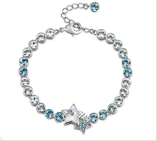 Women Fashion Jewelry Star Heart Shaped Crystal Bracelet